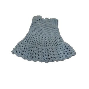 NEW handmade crocheted yarn 18 inch doll outfit dress blue